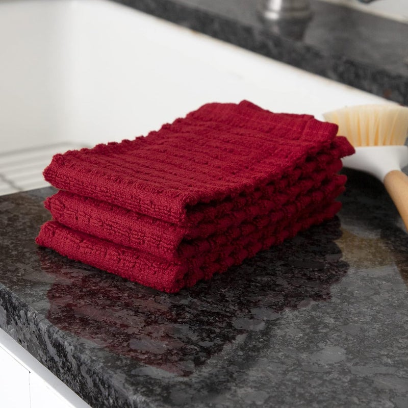 Ritz Royale Collection 100% Combed Terry Cotton, Highly Absorbent, Kitchen Dish Cloth Set, 13-3/4" x 12", 3-Pack, Solid, Paprika Red - Image 5