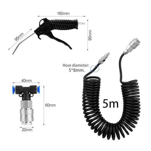 Fippy Truck Air Duster Gun with 5 Metre Recoil Air Hose, Air Seat Blow Dust Gun Heavy Duty Air Gun Cleaning Kit for Truck Semi Trailers - Image 2