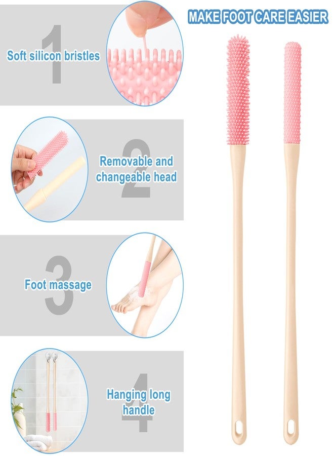 Ethanberg 4 Pack Toe Cleaning Brush, 15.7” Long Handled Silicone Foot Scrubber for Shower, Toe Crevice Cleaning Brush & Exfoliating Brush, Foot Care for Elderly Men Women Seniors(Grey+Pink - Image 3