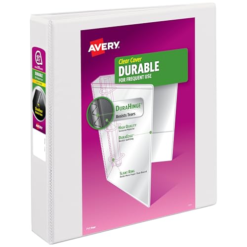 Avery Durable View 3 Ring Binder for Home, School Supplies, Office, or Organization Needs, 1.5" Slant Ring, 1 Pack White Binder. (17022) - Image 1