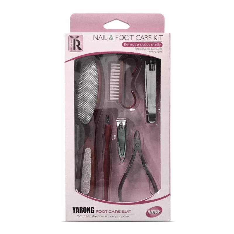 Plan A 6 in 1 Pedicure Set Professional Stainless Steel Pedicure Kit for Foot Care and Nail Care, Nail Clipper File Scraper Cuticle Remover with Brush, Tools for Men and Women (Red) - Image 2