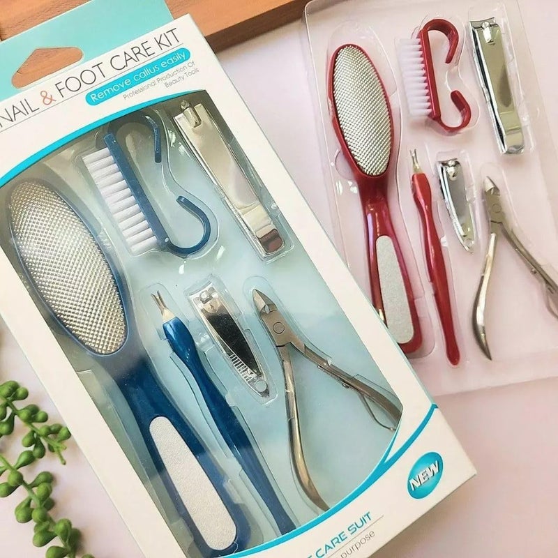 Plan A 6 in 1 Pedicure Set Professional Stainless Steel Pedicure Kit for Foot Care and Nail Care, Nail Clipper File Scraper Cuticle Remover with Brush, Tools for Men and Women (Red) - Image 3