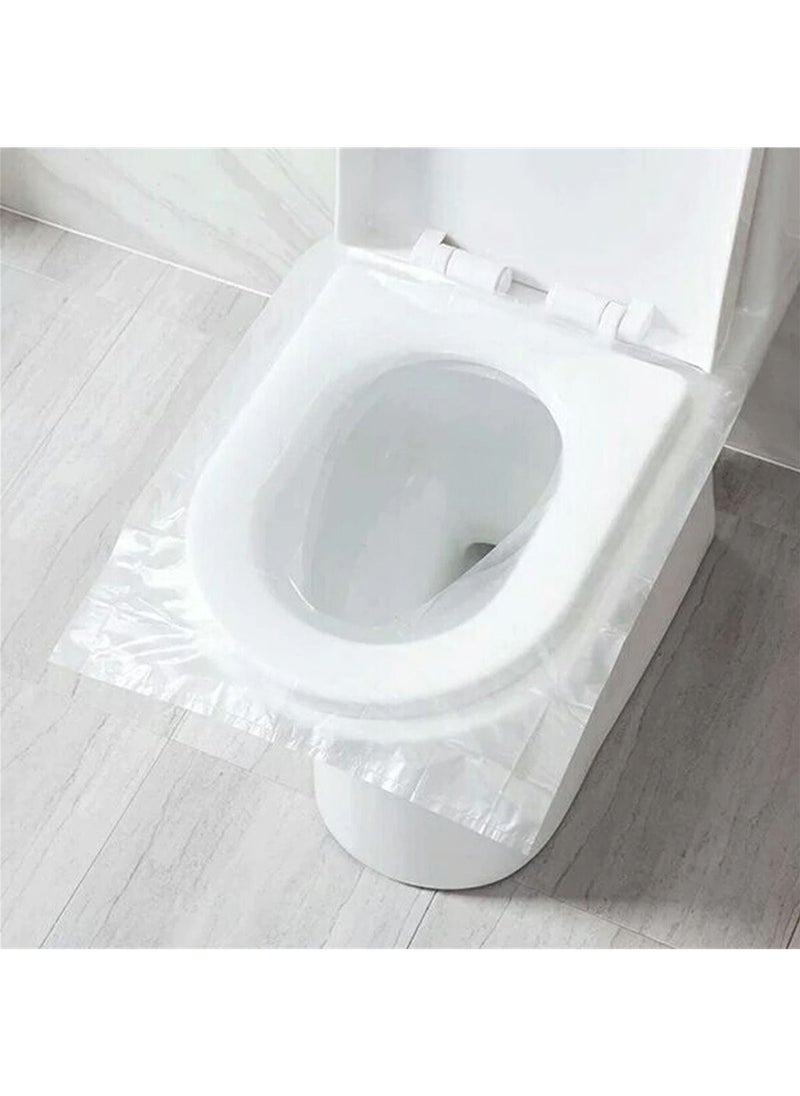 DubaiGallery 50 Pieces Disposable Plastic Toilet Seat Cover Waterproof and Non Slip Individually Wrapped for Travel Perfect for Potty Training Ideal for Adults (Transparent, 50 Pieces)  - Image 3
