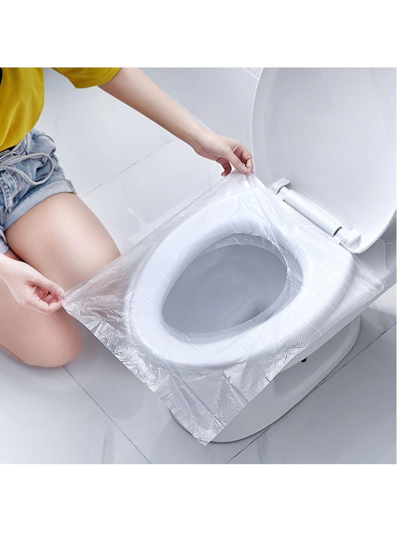 DubaiGallery 50 Pieces Disposable Plastic Toilet Seat Cover Waterproof and Non Slip Individually Wrapped for Travel Perfect for Potty Training Ideal for Adults (Transparent, 50 Pieces)  - Image 2