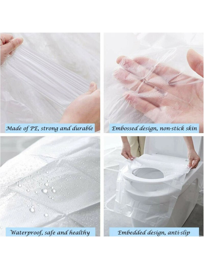 DubaiGallery 50 Pieces Disposable Plastic Toilet Seat Cover Waterproof and Non Slip Individually Wrapped for Travel Perfect for Potty Training Ideal for Adults (Transparent, 50 Pieces)  - Image 4