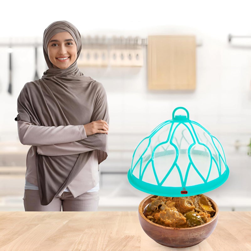 SNKM SNKM Plastic Mesh Net Food Cover Dome with Hanging Hook Big Size Round for Kitchen Table | Flies Mosquitoes Insect Proof Dining Tables Covers (Large Size, 32 CM/12.5 Inch, Multicolour, Pack of 3)  - Image 2