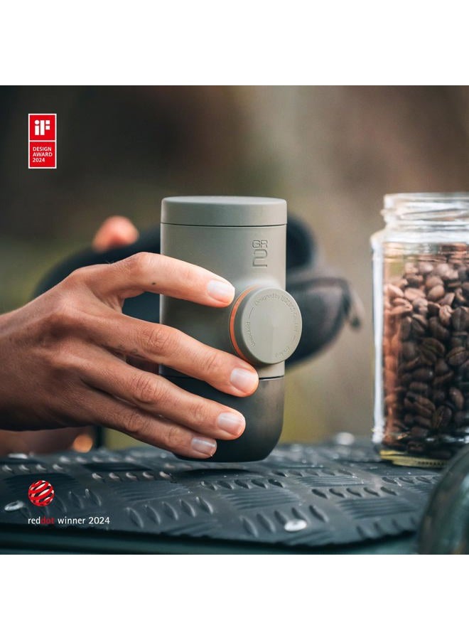 WACACO آلة إسبرسو Minipresso GR2 متوافقة مع القهوة المطحونة، صانعة قهوة محمولة 18 بار تعمل يدويًا، آلة إسبرسو أثناء التنقل، صغيرة جدًا للسفر والتخييم وصيد الأسماك والتسلق وركوب الدراجات. - Image 2