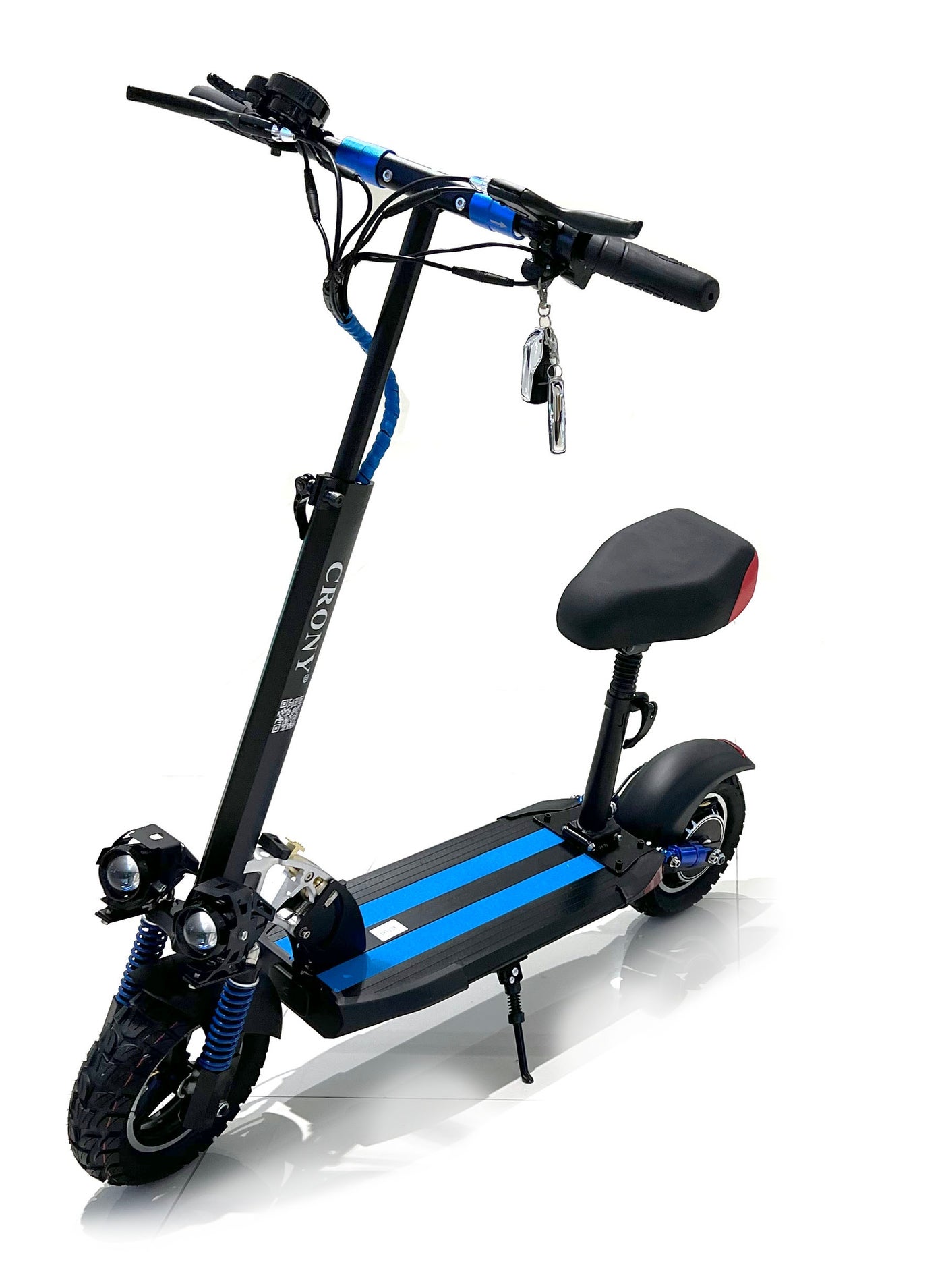 V10 All-Terrain electric Scooter, Dual Suspension, Dual Hydraulic Disc Brakes E-Bike, Easy Foldable, Portable Commuter E-Scooter for Adults & Kids, 120KG Load Aluminum Frame Skateboard, Urban Mobility,Blue