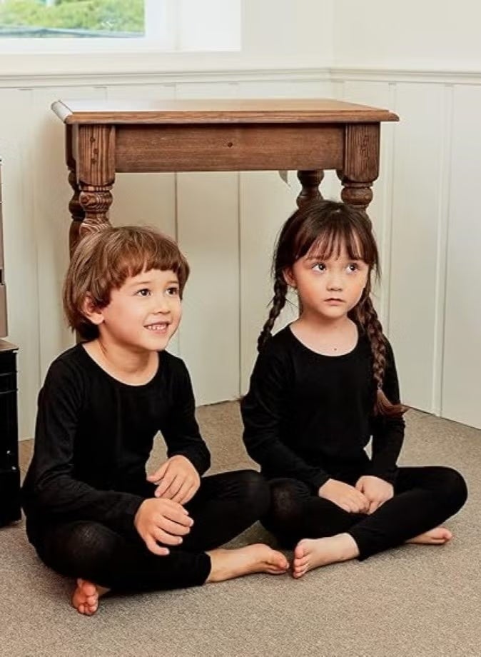 أطقم ملابس داخلية حرارية للأطفال بألوان سادة، قطع علوية وسفلية ناعمة، أطقم ملابس نوم ناعمة للأطفال - Image 4