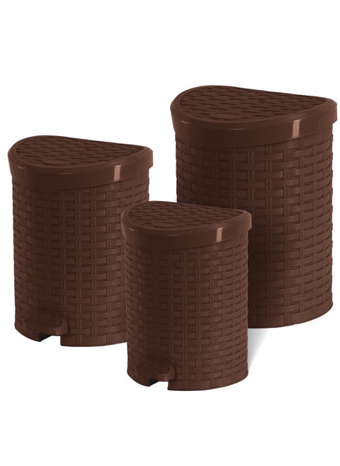Rattan Trash bin set Brown