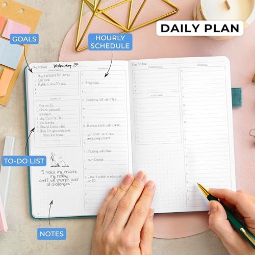Legend Planner Daily for 3 Months – Undated Monthly Weekly & Daily Planner to Hit Goals. Organizer & Productivity Journal, A5 (Viridian Green) - Image 3