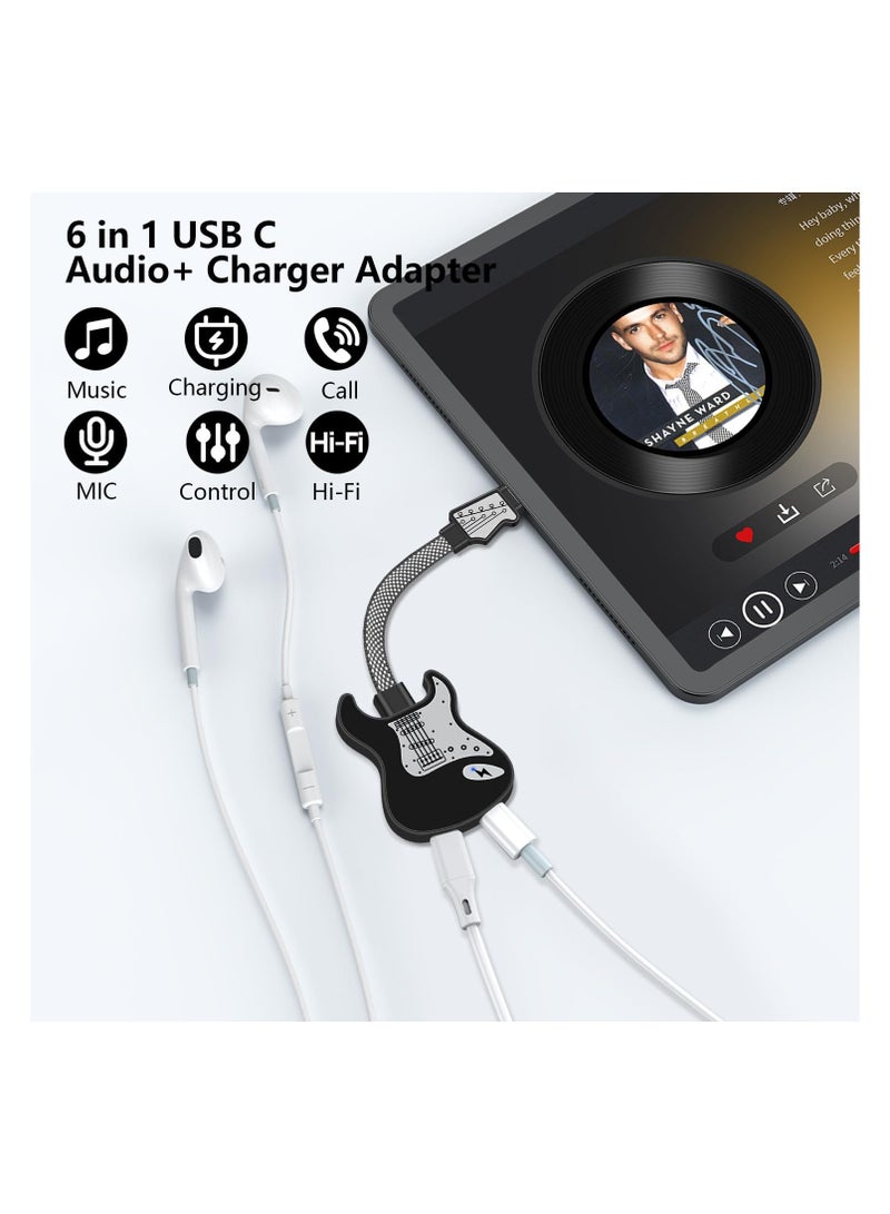 KASTWAVE USB C to 3.5mm Audio Adapter, USB C Headphone and Charger Adapter, 2-in-1 AUX Mic Jack High Resolution DAC and 60W Fast Charging, Compatible for Android iPad MacBook (Black) - Image 2