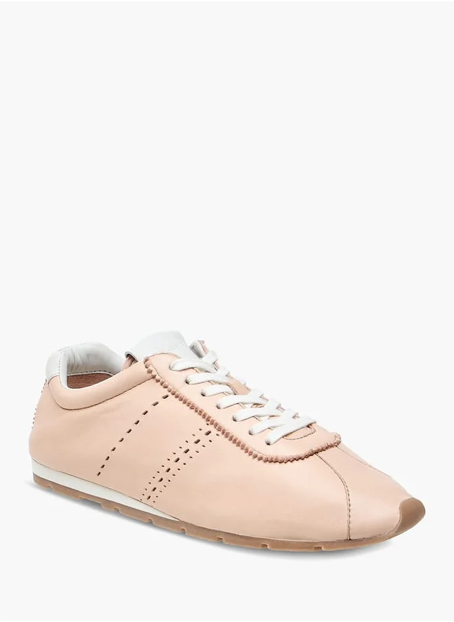 سيليست Women Leather Ankle Sneakers With Lace-Up Closure