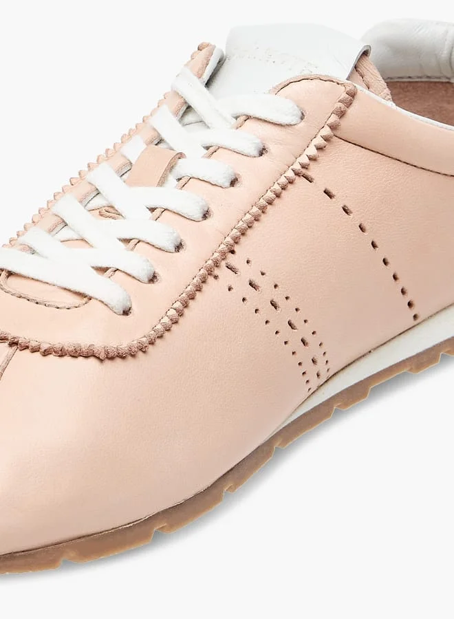 Celeste Women Leather Ankle Sneakers With Lace-Up Closure