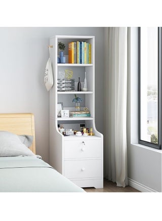 Tall bedside table shelf simple and luxurious nordic style ins minimalist storage small bedside storage cabinet with two drawers(White) - pzsku/Z3F870894ED40D71A6DEEZ/45/_/1735028739/a090104a-215c-46e7-be6c-4d0bc777c252