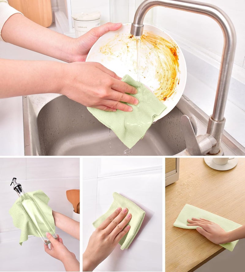 SGMVK Microfiber Cleaning Cloth Roll Reusable Washable 20 Pack for Kitchen Surfaces Car, Home, Garage or Shop Cleaning Tear Away Microfiber Towels (1, Light Green) - Image 3