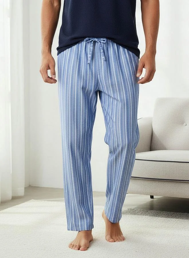 Splash FAV NAVY Men Cotton Striped Button Front Nightwear Set for Men | Best Price UAE