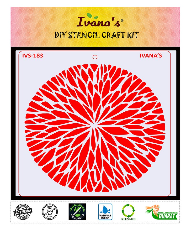 IVANA'S Mandala Art Stencil for Art & Craft, DIY Decorative Stencil for Painting on Canvas, Fabric, Cloth, Paper, Glass, Furniture and Wall, Size - 6 x 6 inch, Pack of 1, IVS-183, Off White - Image 2