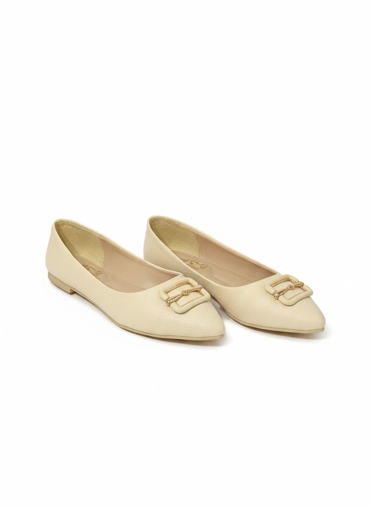 لايف ستيلاش  Ballerina Flat Leather Pointed BN-518 - Beige - Image 2
