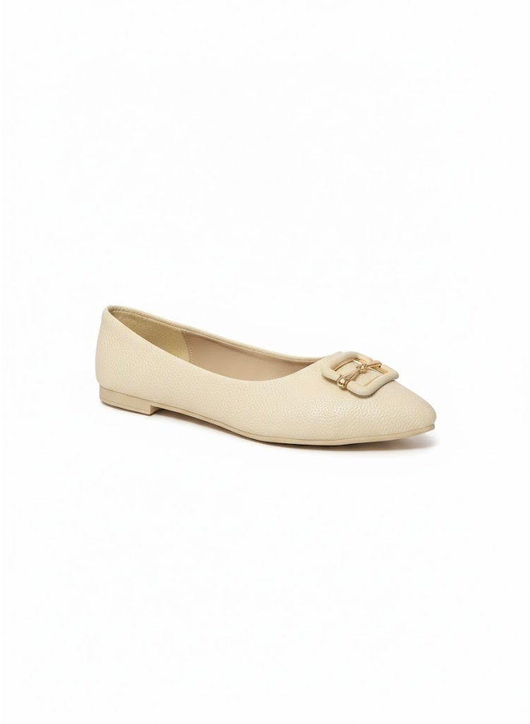 لايف ستيلاش  Ballerina Flat Leather Pointed BN-518 - Beige - Image 3