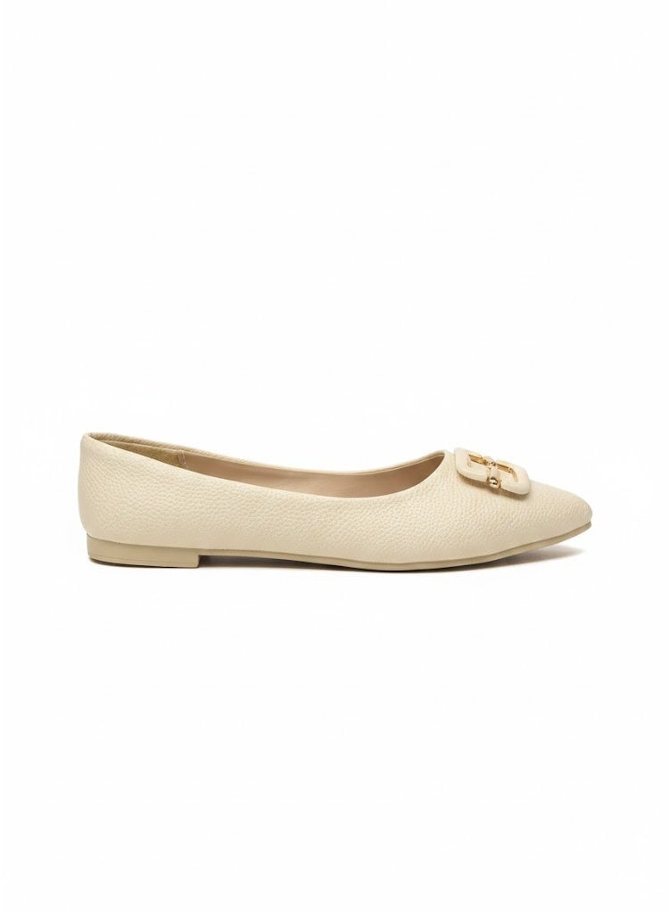 لايف ستيلاش  Ballerina Flat Leather Pointed BN-518 - Beige - Image 4