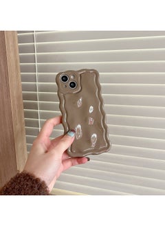 Solid Color Electroplated Water Corrugated IPhone16promax Phone Case Apple 15/14 16e Advanced Sense-Color:xym Wave Meteorite Khakis-Applicable Model:12promax (without Packaging)