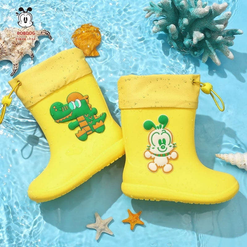 BOBDOG Kids Rain Boots Anti-Slip Boys Girls Rain Shoes Waterproof PVC Low-Top School Rain Boots for Children