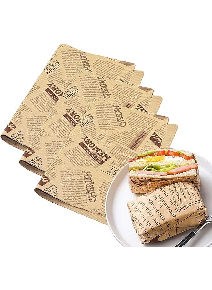 100 Sheets Bread Sandwich Burger Fries Food Grade Oil Proof Paper Grease Paper Greaseproof Wrappers Wrapping Baking Tools Gift Wrapping Tissue 18x18cm - Image 1