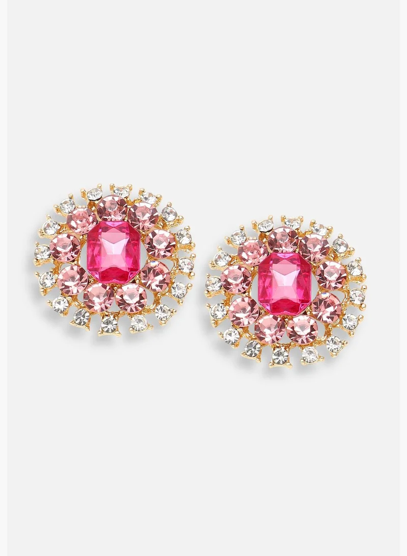 SOHI Gold Plated Party Designer Stone Stud For Women