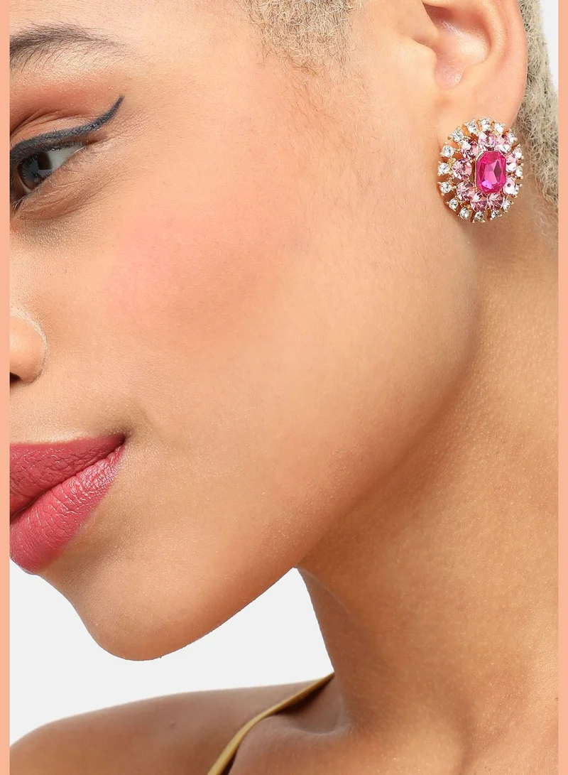 SOHI Gold Plated Party Designer Stone Stud For Women
