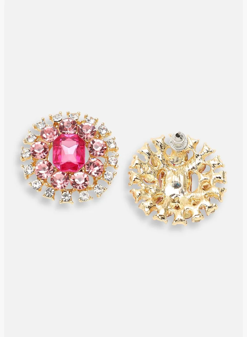 SOHI Gold Plated Party Designer Stone Stud For Women