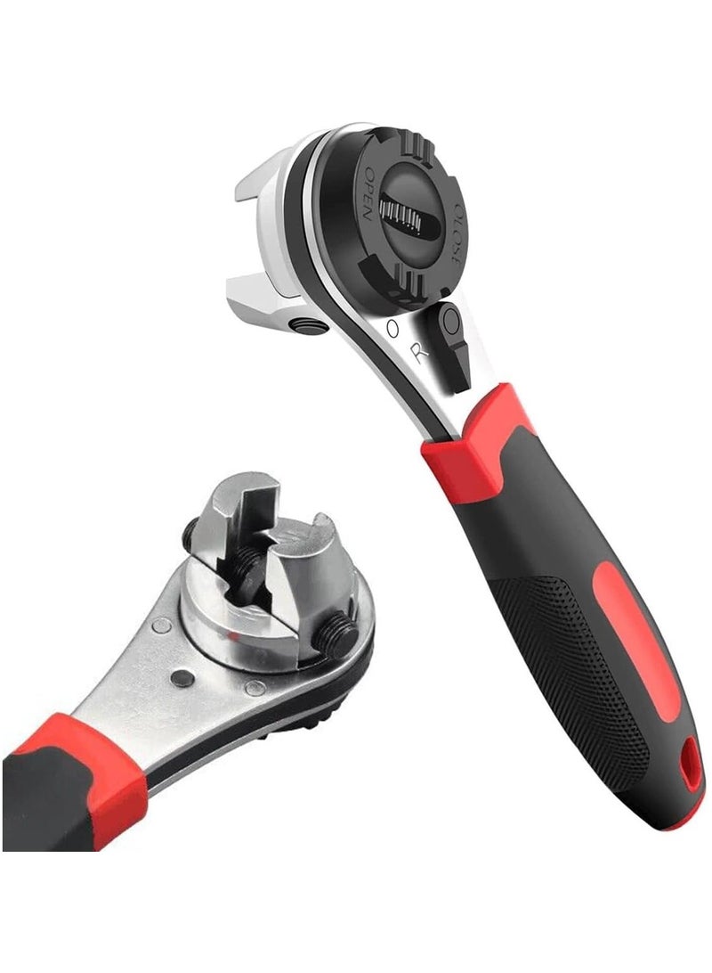 Adjustable Ratchet Wrench Kit for 6-22mm Screw - Portable Adjustable Ratcheting Wrench Set with Non-slip Handle - Image 1