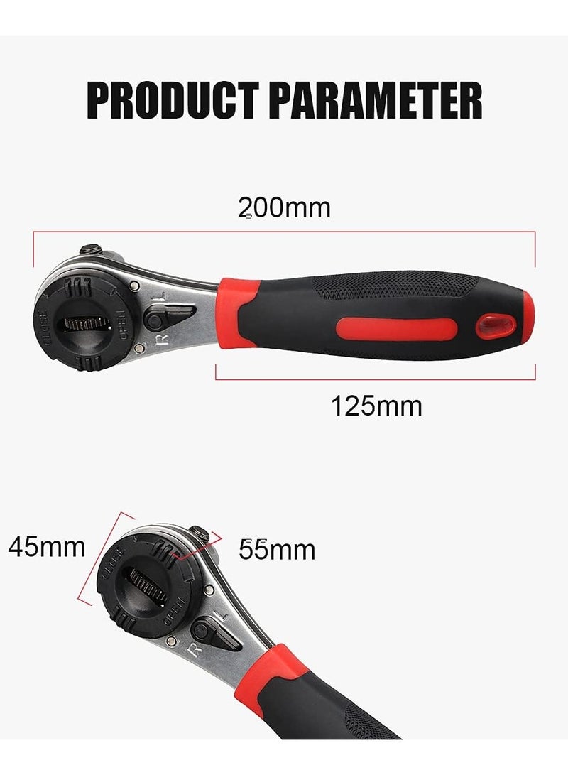 Adjustable Ratchet Wrench Kit for 6-22mm Screw - Portable Adjustable Ratcheting Wrench Set with Non-slip Handle - Image 2