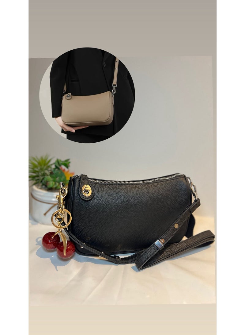 high quality genuine leather crossbody bag Shoulder handbag for women with cherry bag charm