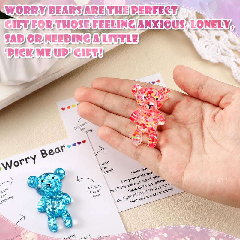 Chunful 30 Set Valentine's Day Worry Bear Gifts Bulk Get a Hug Pocket Bear Anxiety Relief Emotional Healing Mental Health Positivity Gifts for Anxious Friends Back to School Birthday Party Favors - Image 5