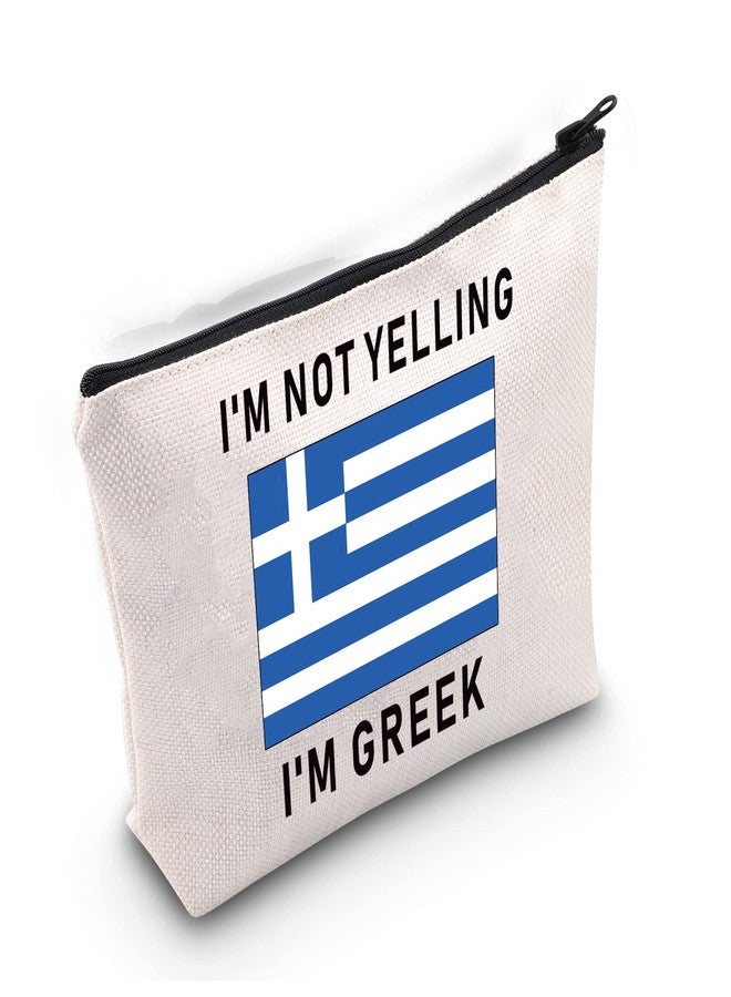 LEVLO Funny Greek Family Cosmetic Gifts I'm Not Yelling I'm Greek Makeup Bags Greece Root Flag Gifts (I'm Greek) - Image 1