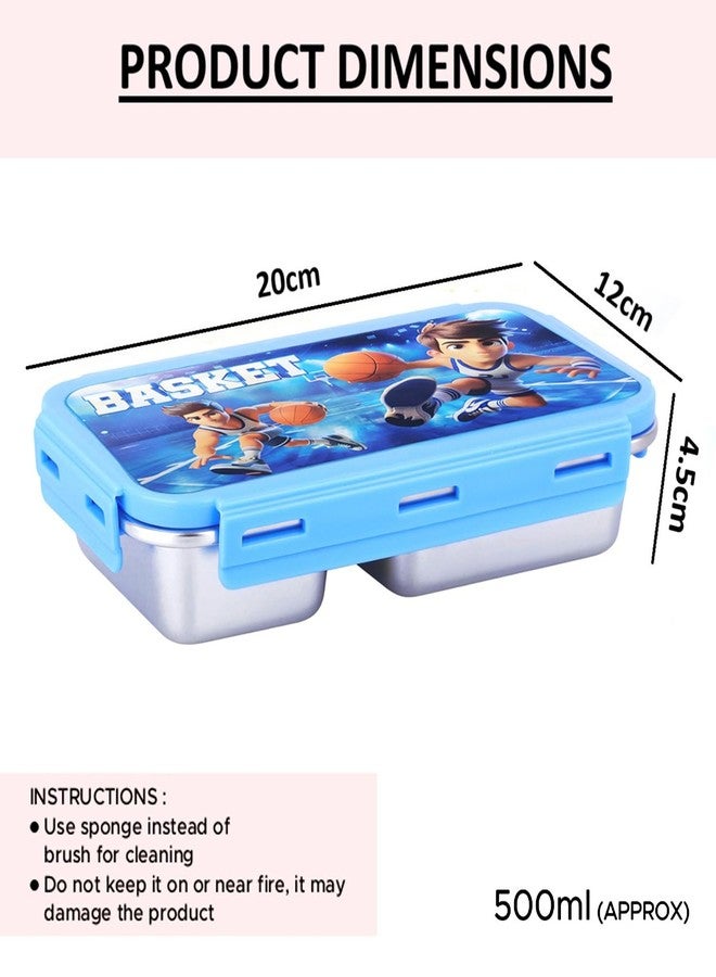 POGON TIK Tok Stainless Steel Airtight Lunch Box for Kids, School Tiffin Box, 500ml (Blue) - Image 4