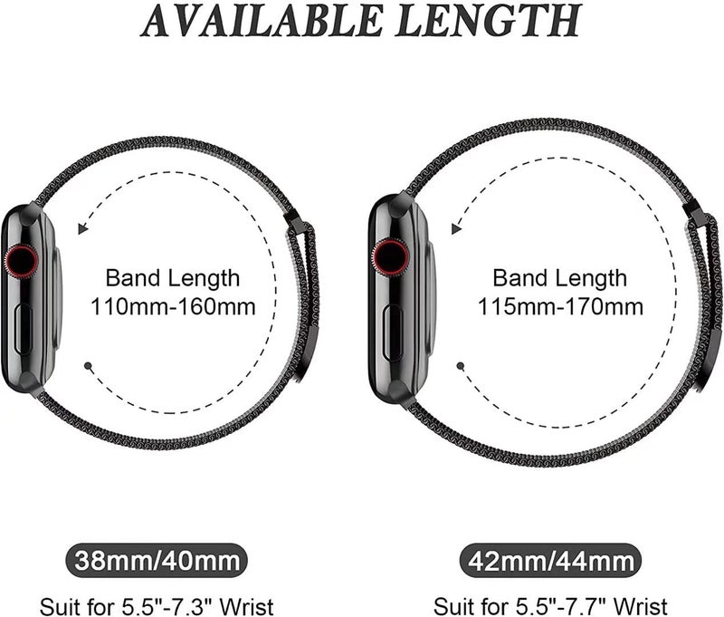 Sunnywoo Milanese Mesh Loop Compatible with Apple Watch Bands 42mm 44mm 45mm 46mm 49mm 38mm 40mm 41mm for Men Women, Stainless Steel Mesh strap for iWatch Series 10 9 8 7 6 SE 5 4 3 2 1 Ultra - Image 2