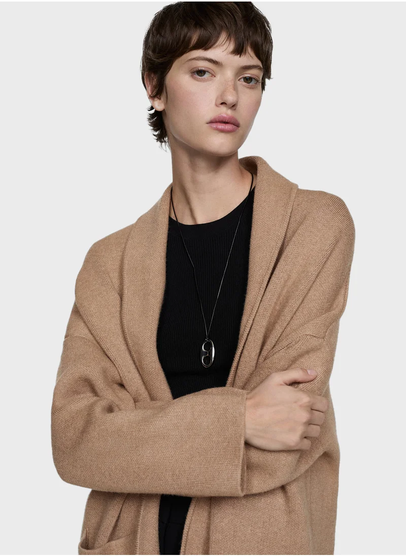 مانجو Oversized Knitted Coat With Pockets