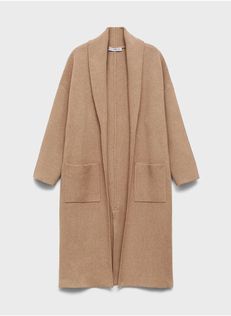 مانجو Oversized Knitted Coat With Pockets