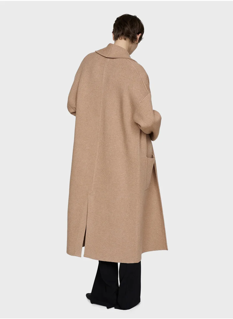 مانجو Oversized Knitted Coat With Pockets