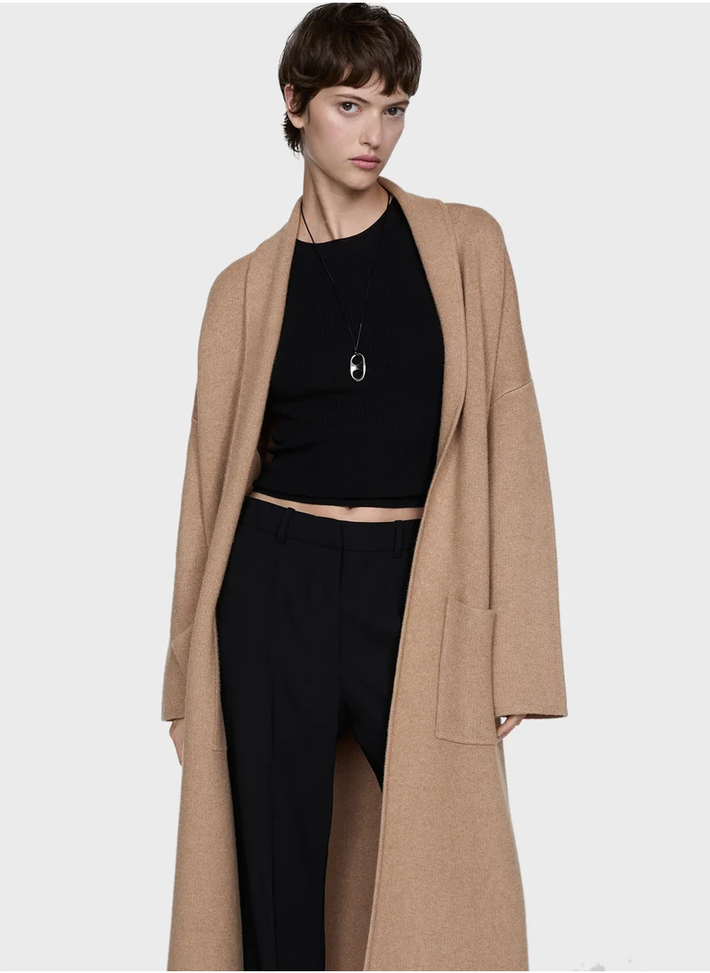 مانجو Oversized Knitted Coat With Pockets