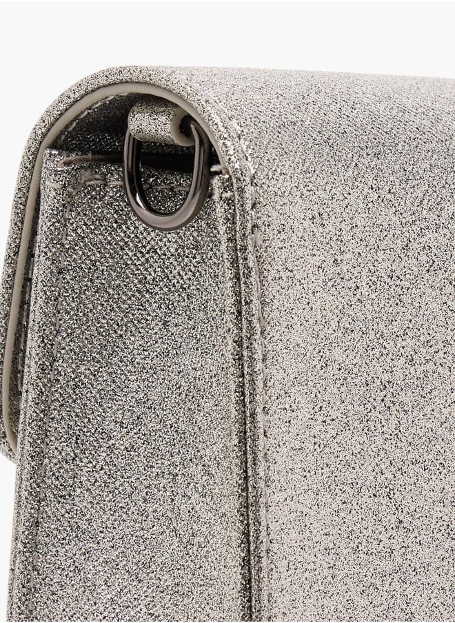 Flora Bella By Shoexpress - Women Metallic Crossbody Bag with Button Closure and Chain Strap - Image 1