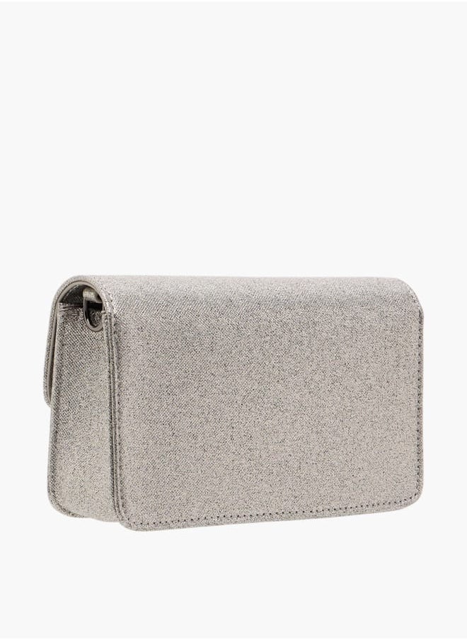 Flora Bella By Shoexpress - Women Metallic Crossbody Bag with Button Closure and Chain Strap - Image 1
