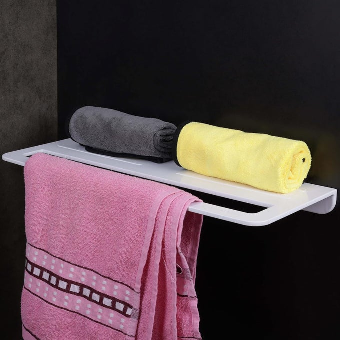 PREMIUM SEMICERAMIC TOWEL SHELF WALLMOUNTED BATHROOM ORGANIZER AND STORAGE RACK