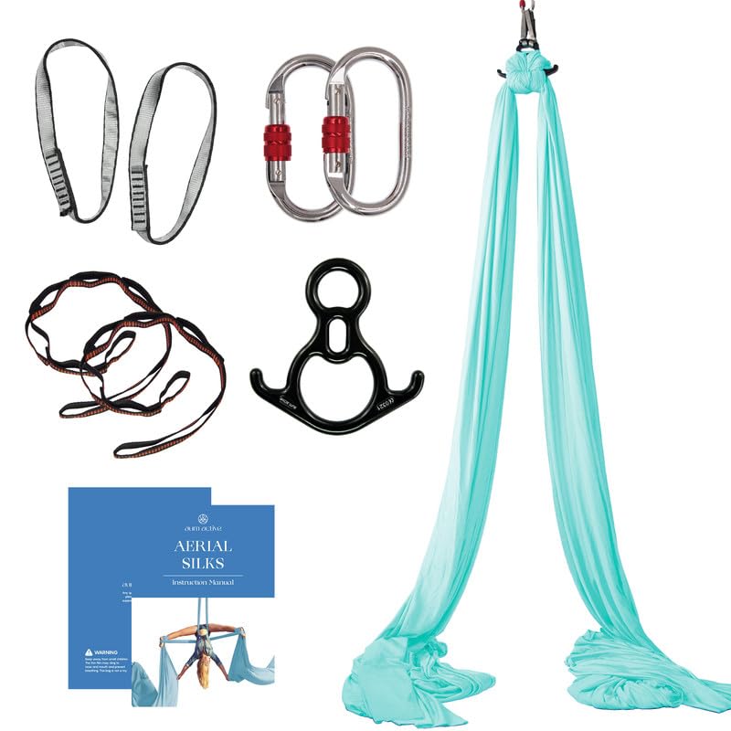aum active Aerial Silks Starter Kit - Durable 9 Yards of Aerial Yoga Hammock with Hardware & Guide - Aerial Swing for Acrobatic Flying Yoga & All Levels (Aerial Rigging Point Up to 13ft) - Image 1
