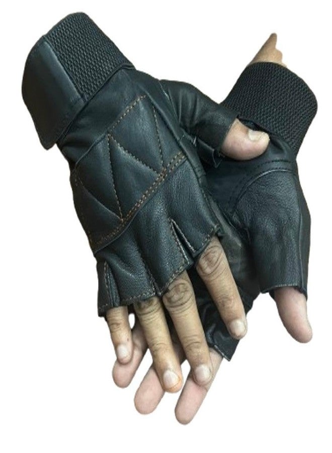 Zonkar Half Finger Leather Gym Glove Multi Sports Bike Riding Winter Motercycle Glove - Image 3