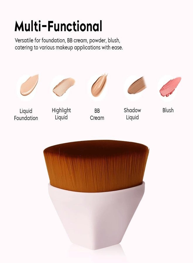 Luxoper Flat Top Kabuki Hexagon Face Brush for Foundation - Blending Liquid, Cream, Powder Makeup - Professional Blush Brush for Flawless Foundation Application, Pink - Image 2