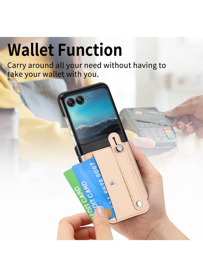 S-TOP Case For Motorola Razr 40 Ultra Wristband Kickstand Card Wallet Back Cover Phone Case - Image 5