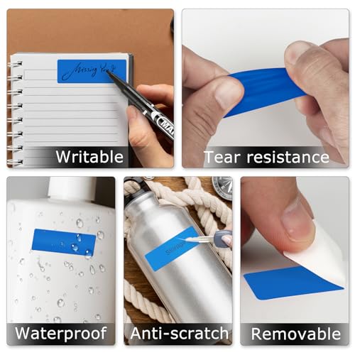 YIKIADA Blue Color Coding Labels 1 × 2 Inches Self-Adhesive Vinyl Rectangle Stickers Waterproof Name Tags Removable Roll for Office School Home 500 PCS - Image 3